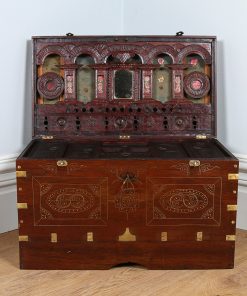 Antique Victorian Burmese Colonial Teak & Brass Chiming Mandalay Box (Circa 1860)