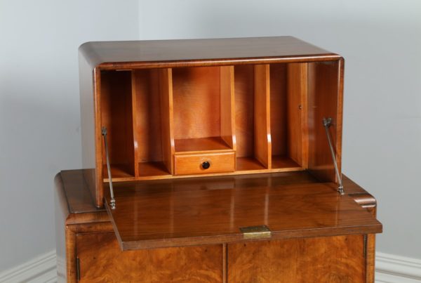 Antique Art Deco Figured Walnut Office Writing Bureau / Desk by Rurka (Circa 1930)