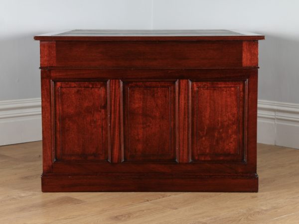 Antique Edwardian 4ft 3” Mahogany & Green Leather Partners Desk (Circa 1890 - 1910)