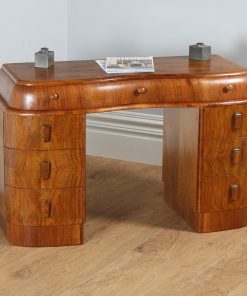 Antique Art Deco Figured Walnut Cloud Shaped Office Desk / Table (Circa 1930)