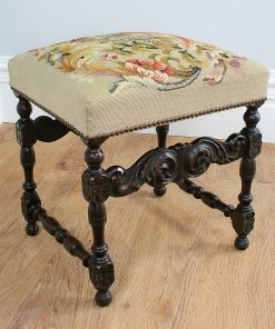 Antique French Carved Beech Tapestry Stool (Circa 1880)