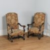 Antique French Pair of Walnut Upholstered Carved Fauteuil Armchairs (Circa 1880) - yolagray.com