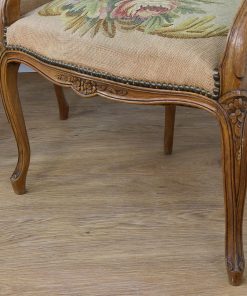 Antique Pair of Louis XV Revival Walnut & Tapestry Salon Armchairs (Circa 1900)