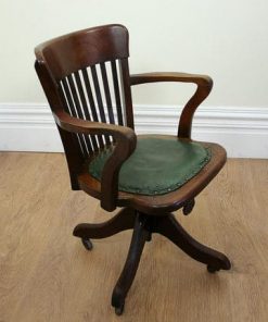 Antique Oak Leather Swivel Office Chair (Circa 1920)