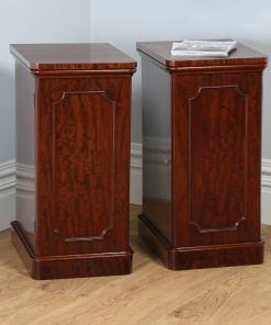 Antique Pair of Victorian Figured Mahogany Bedside Chests / Cabinets (Circa 1870)