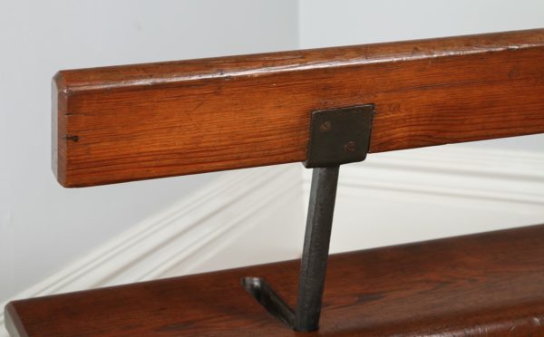 Antique Welsh Victorian 6ft Pitch Pine & Cast Iron Adjustable Bench (Circa 1880)