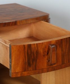 Antique Pair of Art Deco Figured Walnut Bedside Cupboards / Cabinets (Circa 1930)