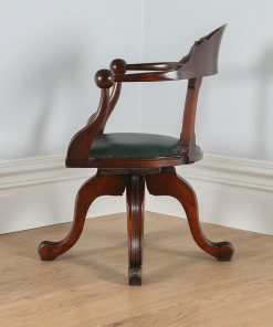 Antique Victorian Mahogany Revolving Office Desk Chair (Circa 1890)