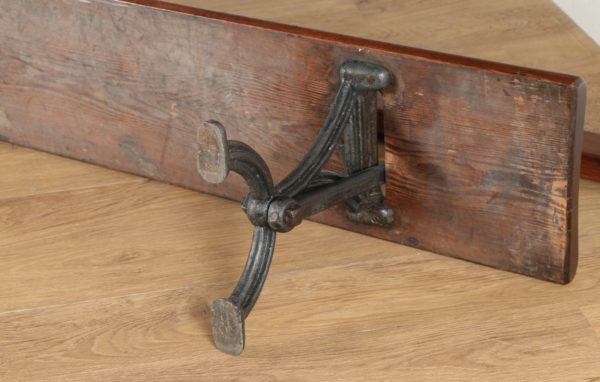 Antique Welsh Victorian 6ft Pitch Pine & Cast Iron Adjustable Bench (Circa 1880)