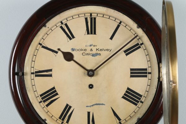 Antique 16" Mahogany Cooke & Kelvey Railway Station / School Wall Clock (Timepiece)