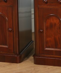 Pair of Antique English Victorian Flame Mahogany Bedside Cupboards (Circa 1870) - yolagray.com