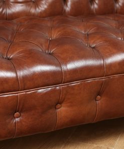 Antique English Victorian Mahogany & Brown Leather Chesterfield Attributed to Gillows of Lancaster (Circa 1850) - yolagray.com