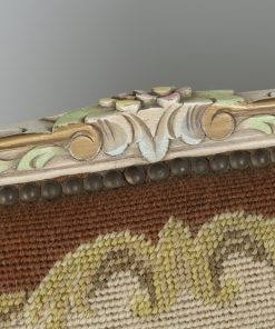 Antique French Louis XV Style Painted Gilt Shabby Chic Carved Upholstered Tapestry Couch (Circa 1910) - yolagray.com