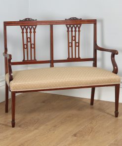 Antique English Edwardian Inlaid Mahogany Ladies Salon Couch (Circa 1900) - yolagray.com