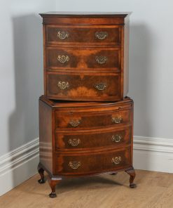 Antique Georgian Style Figured Walnut Bow Front Chest on Chest of Drawers (Circa 1920) - yolagray.com