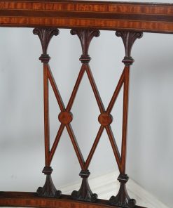 Antique Pair of English Edwardian Neoclassical Inlaid Mahogany Salon Armchairs (Circa 1900) - yolagray.com