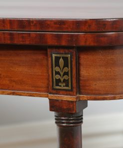 Antique English Georgian Regency Mahogany & Brass Card Table (Circa 1810) - yolagray.com