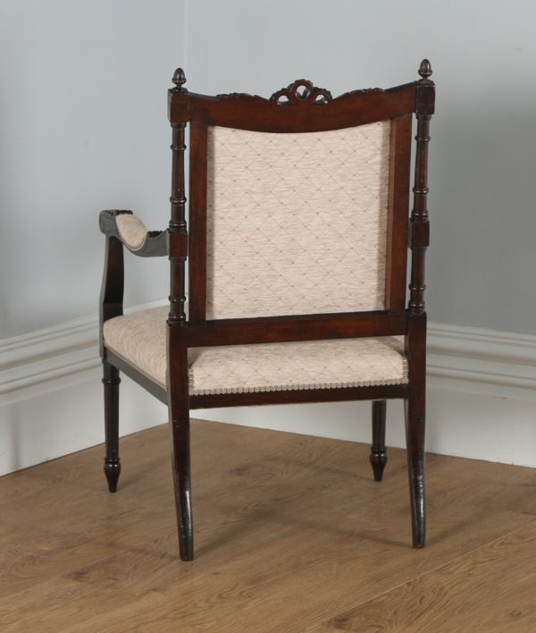 Antique French Louis XVI Style Walnut Salon Occasional Armchair (Circa 1880) - yolagray.com