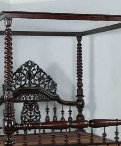 Antique 5ft 7” Victorian Anglo Indian Colonial King Size Four Poster Bed (Circa 1880) - yolagray.com