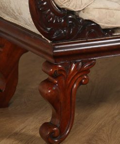 Antique English William IV Carved Mahogany Upholstered Chaise Longue (Circa 1835)- yolagray.com