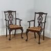 Antique English Pair of Chippendale Style Mahogany Library Office Desk Armchairs (Circa 1900)- yolagray.com