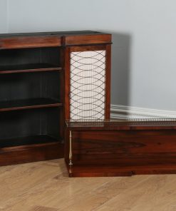 Antique English Regency Rosewood & Brass Chiffonier Bookcase (Circa 1820)- yolagray.com