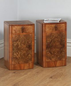 Antique Pair of Art Deco Burr Walnut Bedside Cupboards (Circa 1930)- yolagray.com