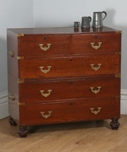 Antique Anglo Indian Victorian Colonial Teak & Brass Military Campaign Chest of Drawers (Circa 1840)- yolagray.com