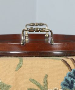 Antique English Edwardian Mahogany Marquetry Inlaid Oval Drinks Tray (Circa 1900) - yolagray.com