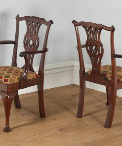 Antique English Pair of Chippendale Style Mahogany Armchairs (Circa 1900) - yolagray.com