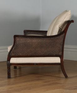 Antique English Edwardian Chippendale Style Three Piece Mahogany & Cane Bergere Suite (Circa 1900) - yolagray.com