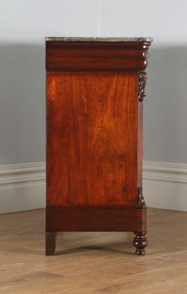Antique French Louis Philippe Flame Mahogany & Marble Chest of Drawers (Circa 1850) - yolagray.com