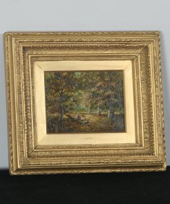 Antique English Small Oil Painting of Autumnal Forest Country Scene Attributable to Joseph Thors (Circa 1870) - yolagray.com