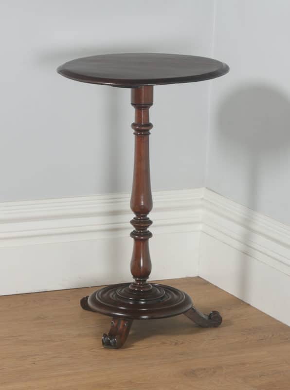 Antique French Provincial Walnut Circular Wine Lamp Tripod Table (Circa 1870)- yolagray.com