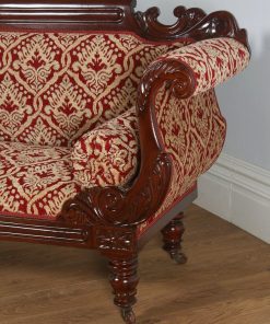 Antique English William IV Mahogany Upholstered Double Scroll End Couch (Circa 1835) - yolagray.com