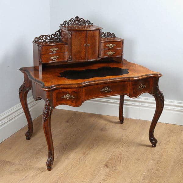 yolagray.com Antique Louis XV Revival French Walnut & Leather Bonheur Du Jour Desk (Circa 1870)