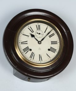 Antique 12" Welaiti Mahogany Railway Station / School Round Dial Wall Clock (Chiming) - yolagray.com