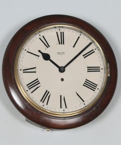 Antique 15" Mahogany Smiths Railway Station / School Round Dial Wall Clock (Timepiece) - yolagray.com