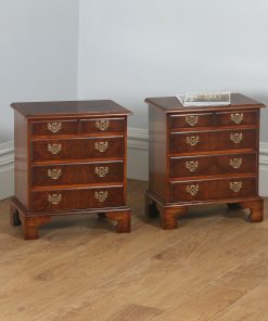 Pair of English Georgian Style Burr Walnut Bachelor Bedside Chests of Drawers (Circa 1970)- yolagray.com