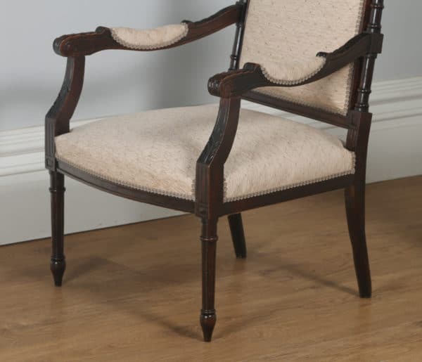 Antique French Pair of Louis XVI Style Walnut Salon Occasional Armchairs (Circa 1880)- yolagray.com