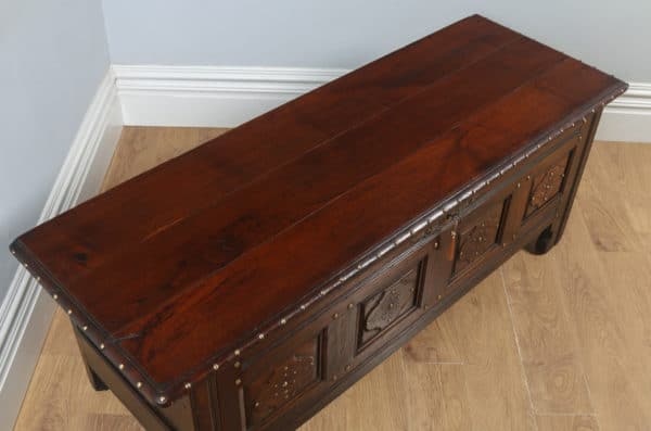 Antique Low Countries Chestnut & Brass Inlaid Joined Chest / Coffer (Circa 1800) - yolagray.com