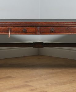 Antique English Victorian 6ft 6” Oak & Leather Library Table by Lamb of Manchester (Circa 1850) - yolagray.com
