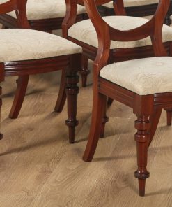 Antique English Victorian Set of 12 Mahogany Crown Back Dining Chairs (Circa 1860) - yolagray.com