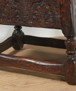 Antique English Charles II Style Oak Joint Close Sewing Box Seat Stool (Circa 1880)- yolagray.com