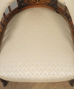 Antique Edwardian Pair of Rosewood & Mahogany Marquetry Inlaid Salon Armchairs (Circa 1900) - yolagray.com