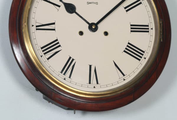 Antique 15" Mahogany Smiths Railway Station / School Wall Clock (Chiming) - yolagray.com