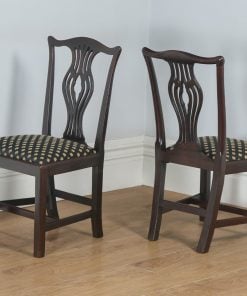 Antique English Pair of Georgian Chippendale Mahogany Dining Chairs (Circa 1800) - yolagray.com