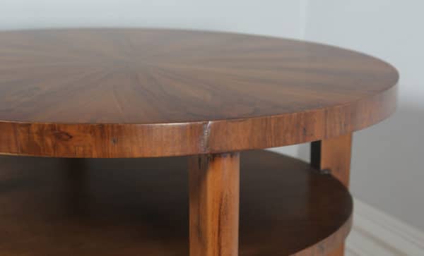 Art Deco French Figured Walnut Circular Centre Coffee Occasional Side Table (Circa 1930) - yolagray.com