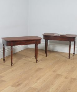 Antique English Pair of Georgian Mahogany D End Console Side Hall Tables (Circa 1820) - yolagray.com