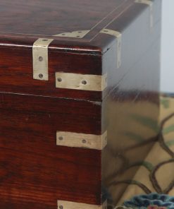 Antique Victorian Colonial Campaign Teak & Brass Inlaid Writing / Jewellery / Sewing Box (Circa 1880)- yolagray.com